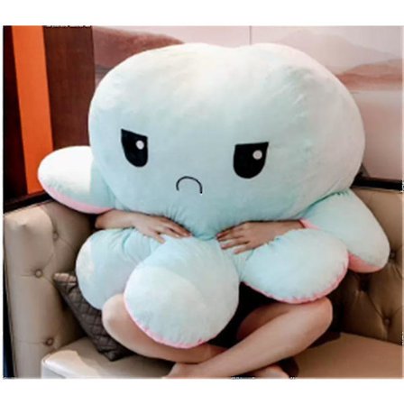 Flip Octopus Doll Large Dobbeltsidig Flip Stemningsskiftende dukke Sint Dekompresjon Plysj Leke Bursdagsgave Rosa Til Lyseblå! Diameter 90 cm (innv