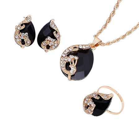 Vintage Rhinestone Halskjede Øredobber Smykkesett Krystall Vann