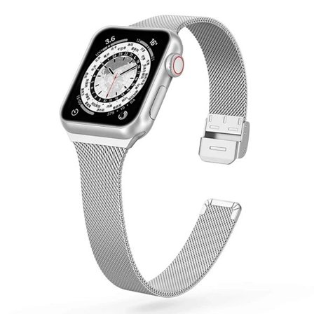 Smal armband Metallband kompatibelt Apple Watch 9 8 7 6 SE 5 4 38 40 41 45 49MM Ultra Rostfritt stål Milanese-armband kompatibelt iwatch 42 44MM