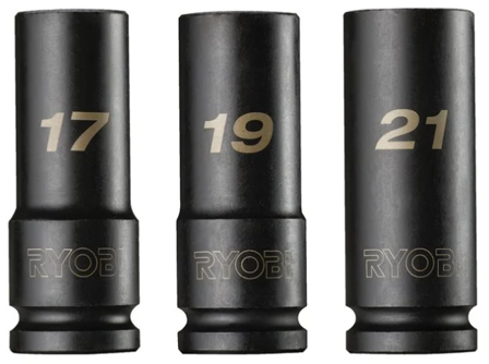 Ryobi RHDIS3PC Krafthylssats 3 delar, 1/2", Handverktyg