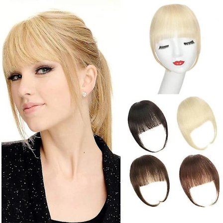 Clip-in pandehår, blonde tindinger, parykhår, clip-in hårforlængelser, fransk hår{AZC}