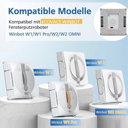 Puhdistusliinat Ecovacs Winbot W1 / W1 Pro / W2 / W2 Omni -ikkunanpesuroboteille, ikkunanpesurobotti, pestävä mikrokuituliina