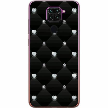 Xiaomi Redmi Note 9 Genomskinligt Skal Bling Heart