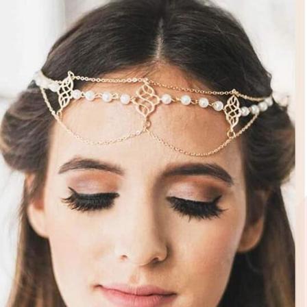 Boho-pääketju helmet helmiä pääkorut kulta pääkoriste kerrostettu hiusketju hääfestivaali hiuskoristeet naisille ja tytöille