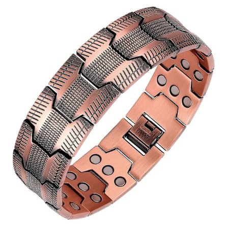 Kobberarmbånd til mænd, 3X Styrke 99,99% Rent Kobber Magnetiske Armbånd med Magneter, Justerbar Længde med Størrelsesværktøj v1 (FMY)