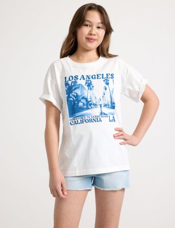 Lindex T Shirt La Print - White - 128