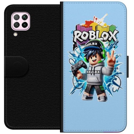 Kompatibelt Plånboksfodral till Huawei Huawei P40 lite Färgstark Roblox-karaktär med handkontroll och energifylld splash art design, perfekt för b