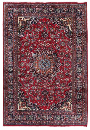Orientalischer Maschad Teppich 200X294 Dunkelrot/Schwarz Wolle, Persien