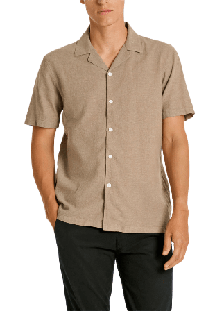 Lindbergh Casual Linen Blend Resort S/S Skjortor Herr Grå S