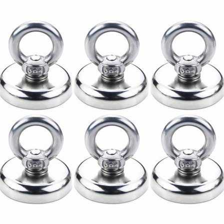 Magnetiske kroge Neodym magnet Magnetiske kroge Magneter med stærk krog 40KG trækkraft 32 mm diameter (6-pak)