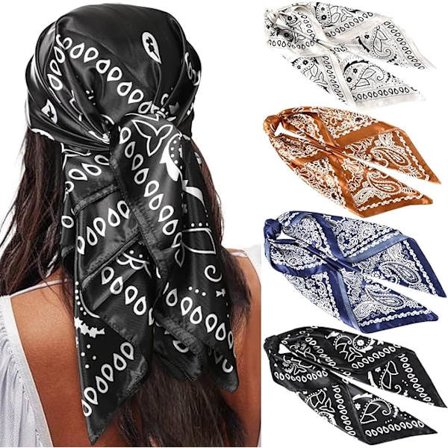 90x90cm Store firkantede prikkede tørklær for kvinner 4 stk Kvinner Silkeliknende Hodeskjerf Bandanas Hårskjerf Hals Skjerf Soveringer