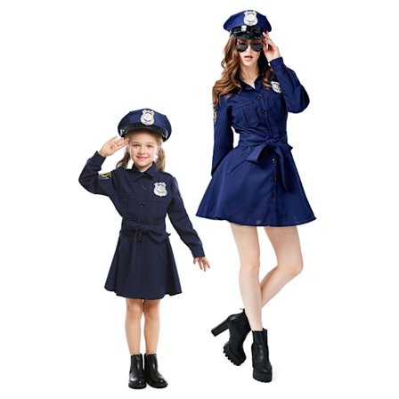 Halloween Politi Kostume Rollespil til Mor og Pige