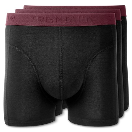 FreeFeel | Lot de 3 boxers noirs en bambou avec ceinture élastique rouge grenat pour hommes - Boxers en bambou