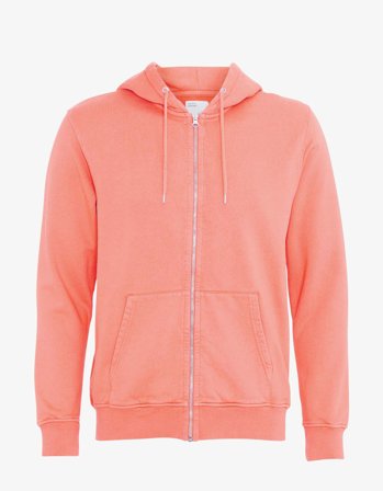 Classic Organic Zip Hood - Bright Coral - L