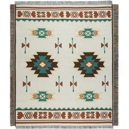 Boho Pläd för Soffa Stol Säng, Vändbar Design Southwest Dekor Vävd Filt med Tofsar (90x90 cm)