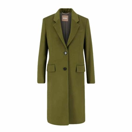 Hugo Boss Single-Breasted Kappa grön, Dam Ullkappor, Dam, Storlek: S