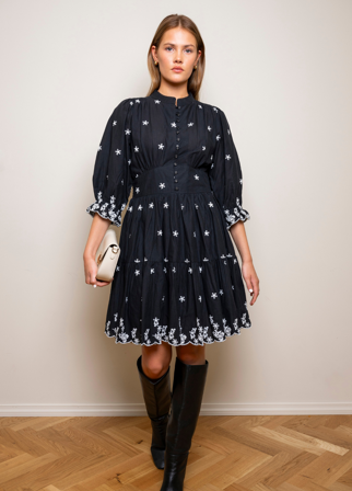 Scarlett Dress Noir Embroidery Noir Embroidery / XS