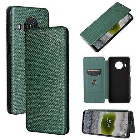 Nokia X10 -kotelo, hiilikuitukuvio, vaakasuuntainen läppä, TPU + PC + PU-nahka, korttipaikalla