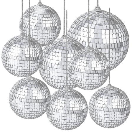 8 st spegeldiscobollar silver hängande disco ljus spegelboll-YNP