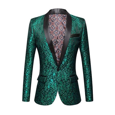 Herre Blomstret Revers Blazer Jakkesæt Print Dinner Smokingjakke
