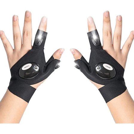 1 par LED-ficklamphandskar, ficklamphandskar, arbetshandskar med ljus för mörka platser, fiske, camping