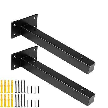 2 stk. Industrielle Hyldebeslag Retro Væghængt Hyldebeslag, Metal Hyldebeslag med Skruer Væghængt Hyldebeslag, Sort Rustfrit Stål 300mm