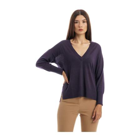 Seventy V-neck Strik Lilla, Dame Striktrøjer