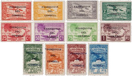 Andorra, Spansk 1932 - MICHEL XIII-XXIV - Luftpost - Uudgivet - Postfrisk