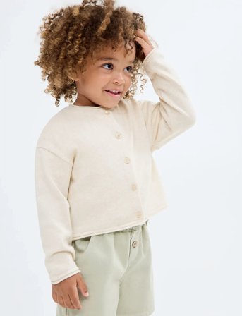 Mango Knitted Button Cardigan - Beige - 4-5