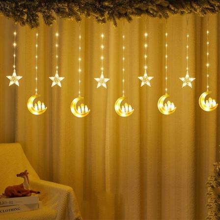 Eid Mubarak Dekoration Star Moon Led Gardin Garland String Style 4