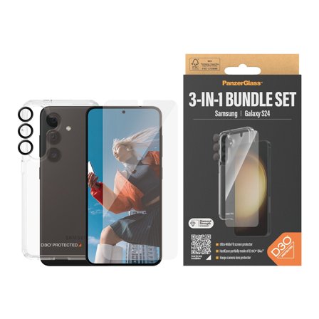 Panzer 3-in-1 Protection Pack Samsung Galaxy S24 | Ultra-Wide Fit w. EasyAligner PanzerGlass - High quality tempered glass screen protector