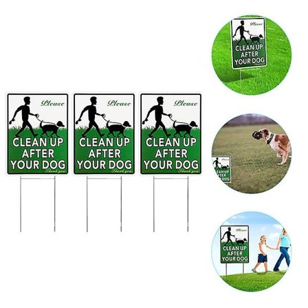 3 stk Vennligst rydd opp etter hunden din skilt hage advarselsskilt