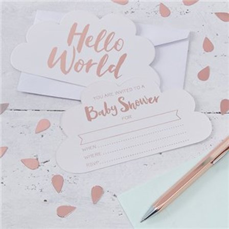 Inbjudningskort hello world 10-pack - Baby Shower Dekoration - Kalaslagret.se