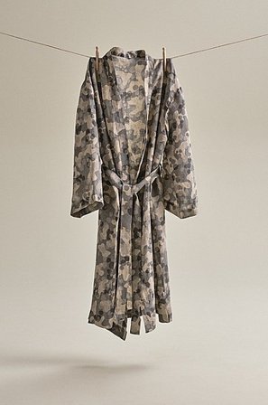 Jotex - Lang Kimono i Hør Grå - CARA - Køb Morgenkåber hos Jotex