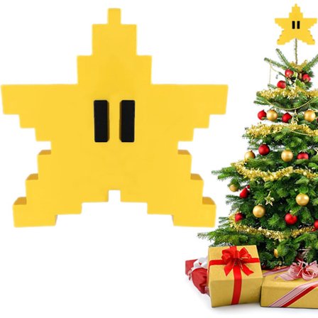 Julestjerne til juletræ, Super Mario Sjov 3D Vintage Pixel Hallmark Juletræsvedhæng Ornamenter Dekor Jul{AZC}