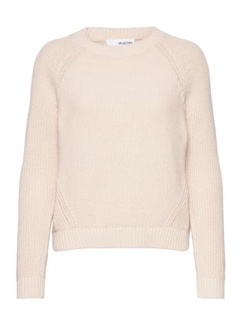Slfsira Ls Knit O-Neck Pulllover Creme Selected Femme