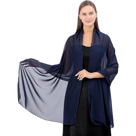 Dame Tørklæde/Sjal - 200x70cm - Marineblå - Tyndt Sjal/Tørklæde - Dame Tørklæde - Dame Sjal - Halstørklæde