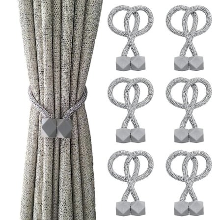 6 Pakk Magnetiske Gardinholdere, Dekorative Magnetiske Gardinremmer, Ingen Verktøy Trengs, Praktisk