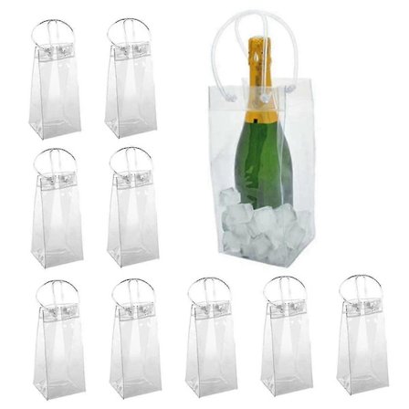 Förpackning med 10 Vinkylare Väska Isväska Transparent PVC Bärbar Vinflaskkylare Champagne Is Ba h202411294