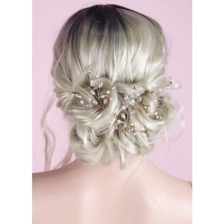 Anglacesmade Brudbröllop Hårnålar Silver Crystal Hårstycke Roséguld
