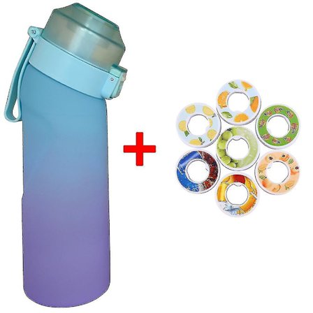 Smaksatt Vannflaske med 7 Smakskapsler Air Water Up Flaske Frost Svart 650ml Air Starter Up Set Vannkopp for Camping Sport