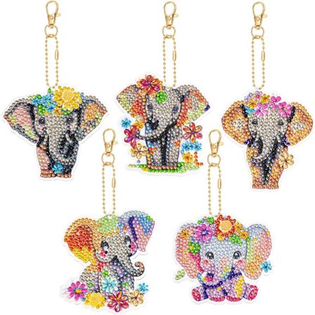 5 stycken nyckelringar Diamantmålning Elefant DIY 5D Diamant Ar DXGHC