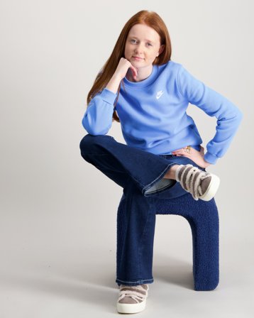 Nike K Nsw Club Flc Crew Ls Lbr Blå Tröjor Tjej - Kids Brand Store