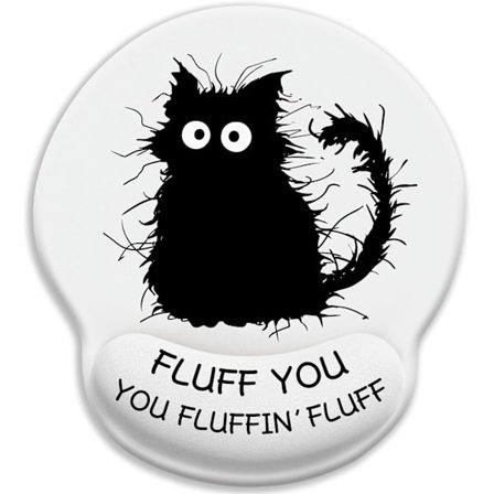 Morsomme musematter med svart katt for skrivebord, ergonomisk musematte med håndleddsstøtte, spillmusematte med håndleddsstøtte med sklisikker 