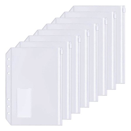 15 st A5 Pärmfickor 6-Håls Hålslagning Dragkedja Pärmficka med Plast Dragkedja Etikettficka för 6-