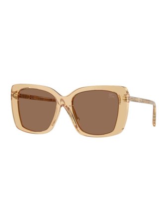 Burberry Women's sunglasses with a frame made of acetat in BEIGE and plastic lenses in DARK BROWN