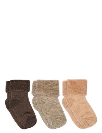 mp Denmark Wool Baby Socks - 3-Pack - Brown - 15/16