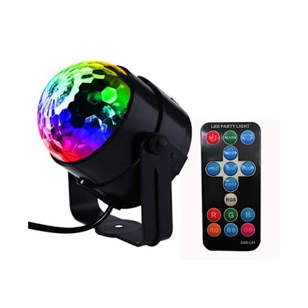 Discokule med roterende RGB-lys + fjernkontroll (LED Party Light)