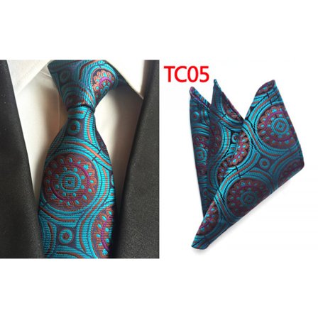Herr slips Paisley vävd siden slips set med ficka Suqare F