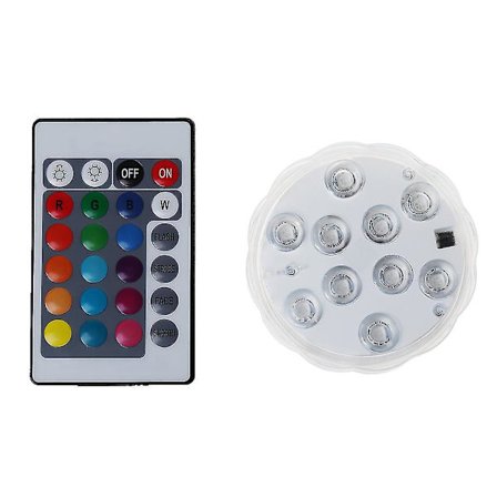 Nedsänkbar LED-lampa med fjärrkontroll Vattentät RGB Flerfärgad 10-LED L